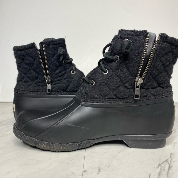 Sperry Saltwater Waterproof Duck Black Boot 8 1/2 W - Picture 6 of 15
